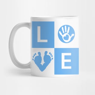 Baby boy baby hand and foot prints arrival card Mug